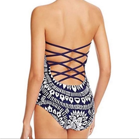 Trina turk criss cross back mandala one piece swimsuit with removable strap - Picture 2 of 9